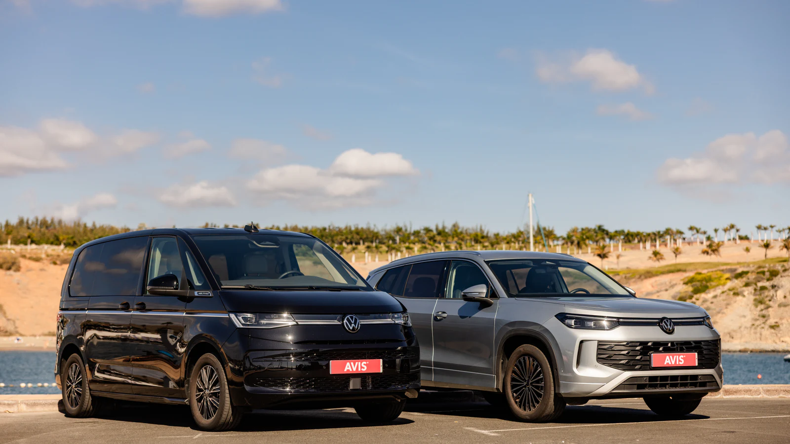 Avis people carrier and SUV beside the Tenerife coast