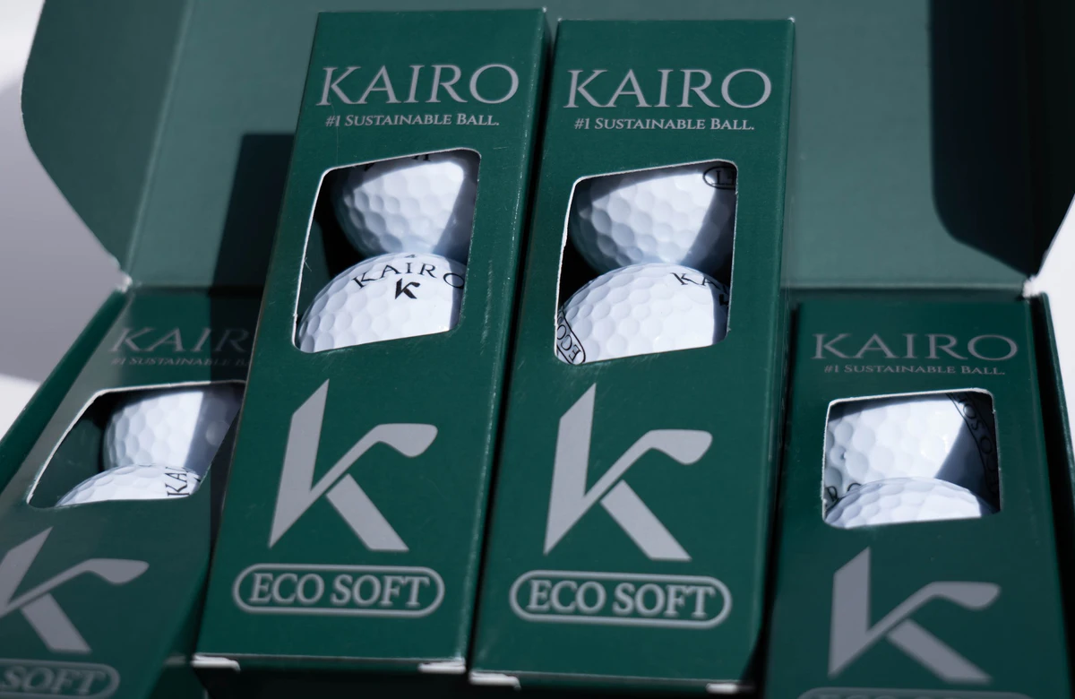 Kairo EcoSoft golf-ball sleeves inside their presentation box